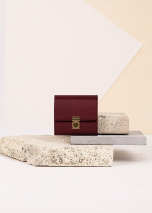 Edition Smooth Burgundy Polene Numéro Sept Wallet | SN-PLN365065