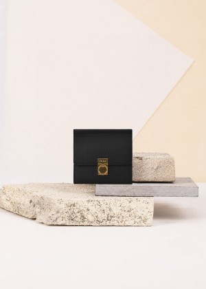 Edition Textured Black Polene Numéro Sept Wallet | SN-PLN365070